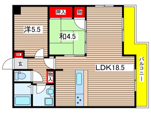 第３４長栄ヴィラ大成さがの物件間取画像